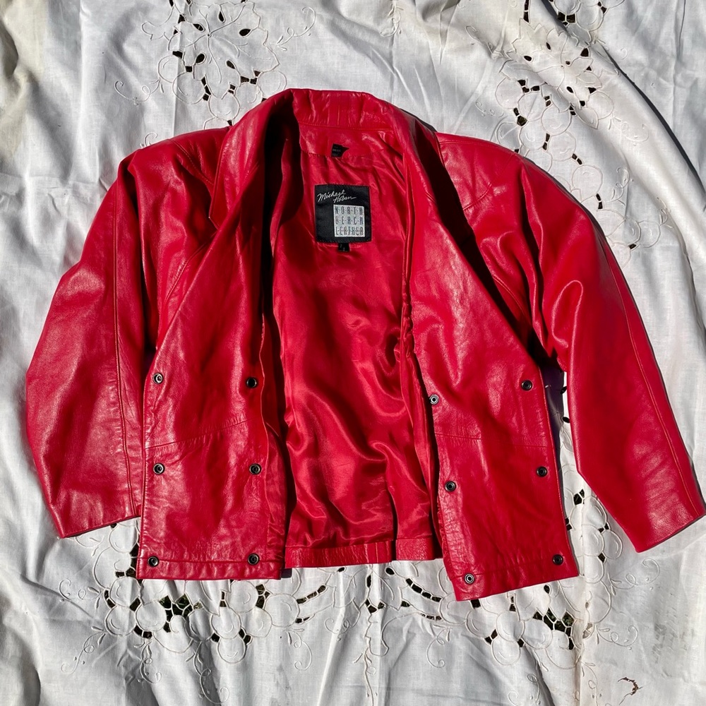 Michael Hoban for North Beach Leather Cherry Red Leather Jacket